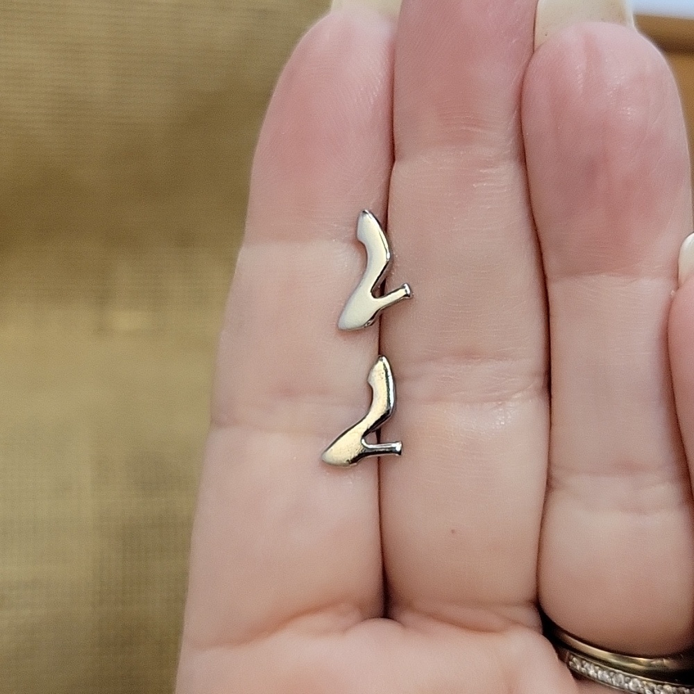 Silver Shoe Stud Earrings